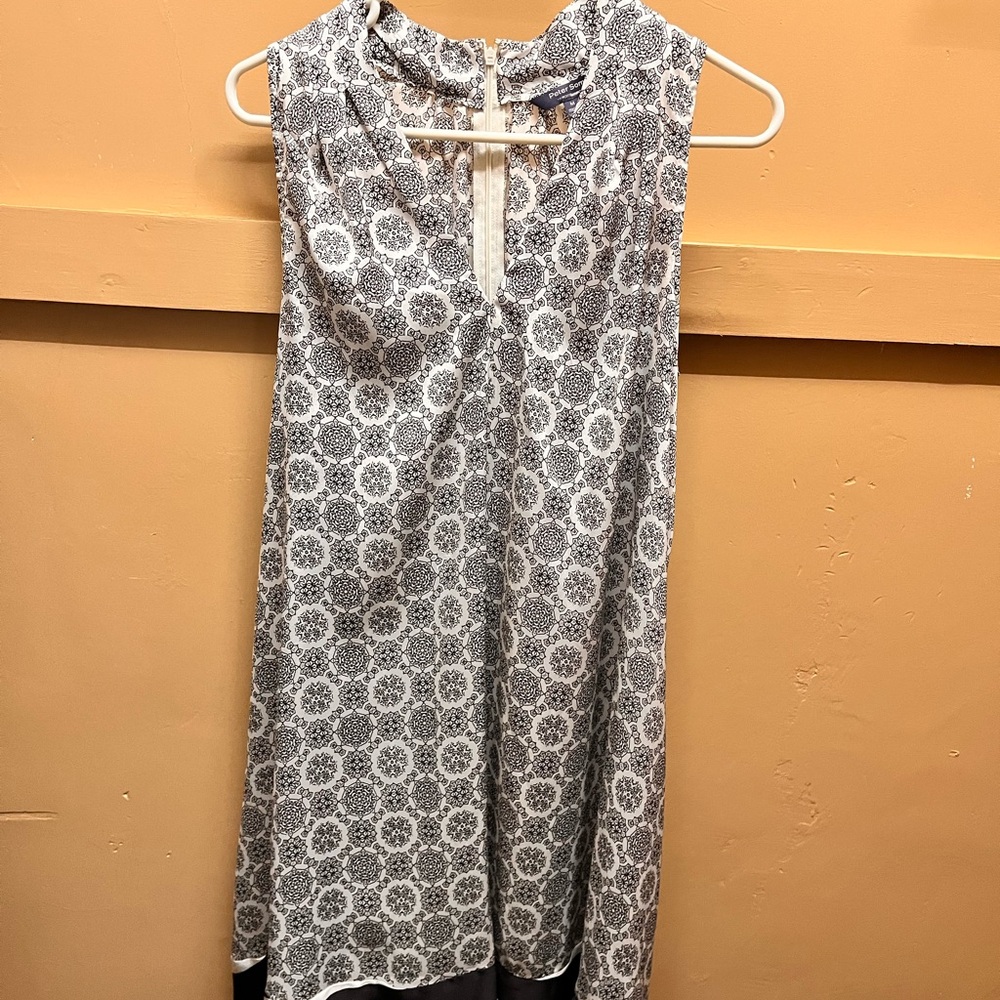 Peter Som Black and White Geometric Midi Dress